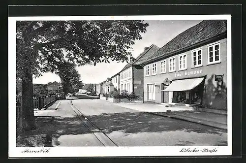 AK Ahrensbök, Geschäft von Emil Bumann in der Lübecker-Strasse