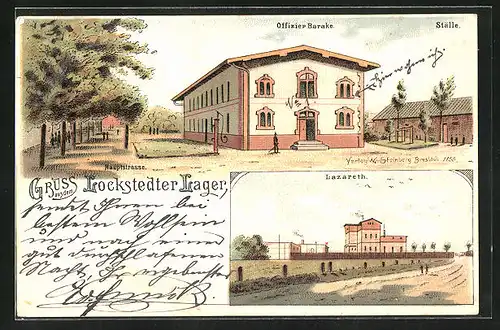 Lithographie Lockstedter Lager, Offiziersbaracke, Ställe und Lazareth