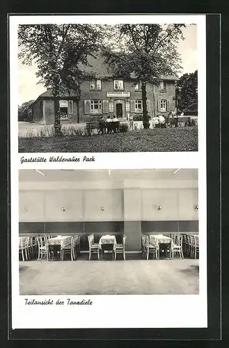 AK Pinneberg, Gasthof Waldenauer Park, Teilansicht der Tanzdiele