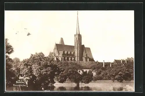 AK Breslau, Kreuzkirche über See