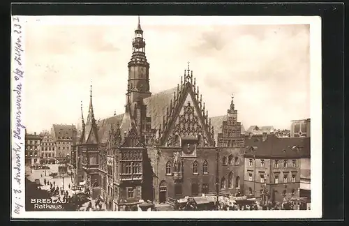 AK Breslau, Rathaus in der Totale