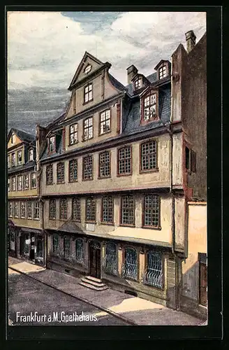 Künstler-AK Frankfurt a. M., Goethehaus in der Dämmerung