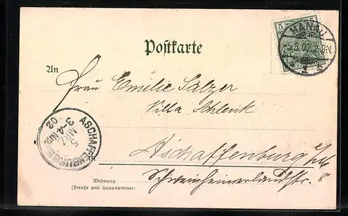 Lithographie Frankfurt a. Main, Opernhaus mit Pferdewagen