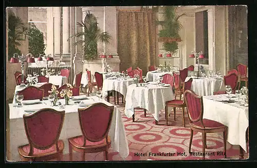 AK Frankfurt a. M., Hotel Frankfurter Hof, Restaurant Ritz, Innenansicht