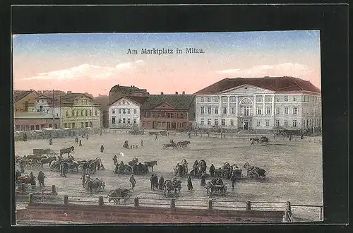 AK Mitau, Ortspartie mit Marktplatz