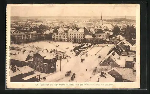 AK Mitau, Ortspartie, Marktplatz aus der Vogelschau