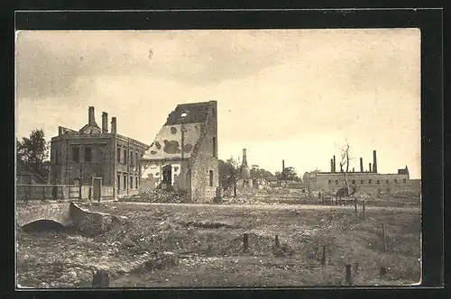 AK Mitau, Lilienfeldstrasse in Trümmern