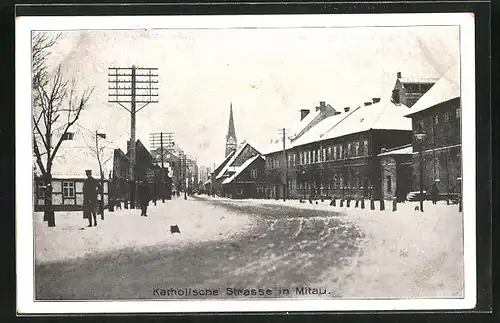AK Mitau, Katholische Strasse im Schnee