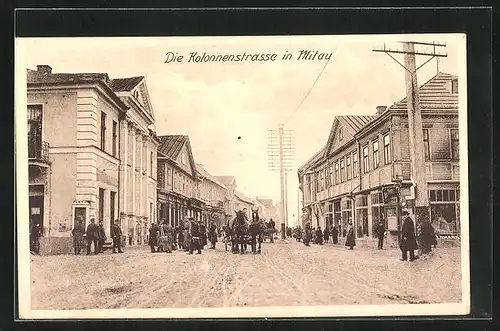 AK Mitau, Kutsche auf der Kolonnenstrasse