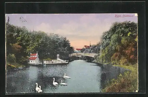 AK Riga, Stadtkanal mit Schwänen