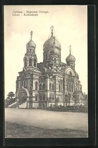 Künstler-AK Libau, Kathedrale mit Zwiebeltürmen