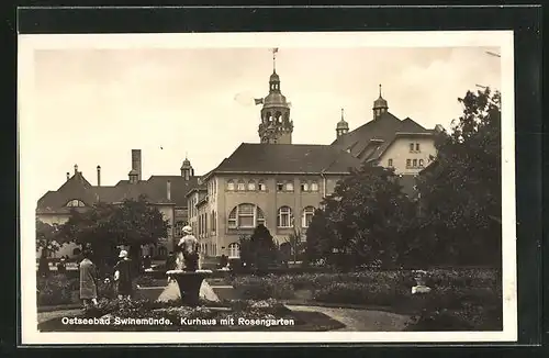 AK Swinemünde, Kurhaus mit Rosengarten