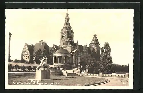 AK Stettin, Hakenterrasse mit Regierungsgebäude