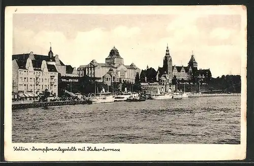 AK Stettin, Dampferanlegestelle mit Hakenterrasse