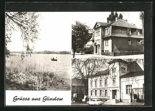 AK Glindow, Gaststätte Deurtsches Haus, Seepartie, Gebäudeansicht