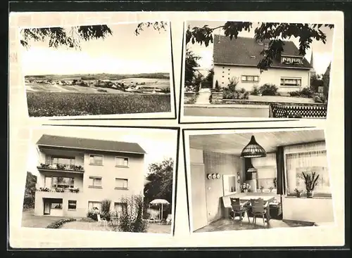 AK Rosenheim, Ortsansicht und drei Ansichten vom Haus de la Motte, Pension Garni