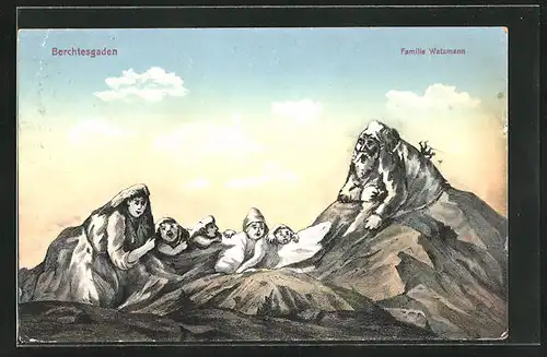 AK Berchtesgaden, Familie Watzmann, Berggesichter