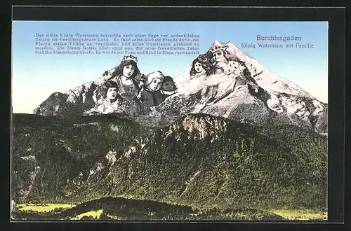 AK Berchtesgaden, König Watzmann mit Familie, Berggesichter