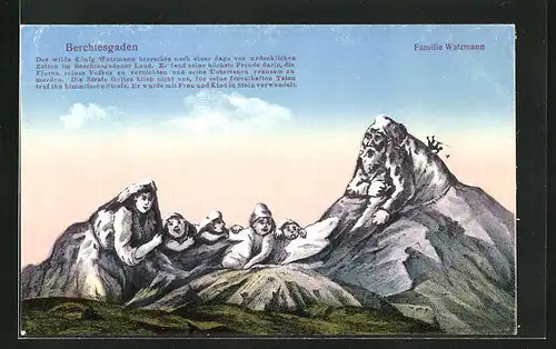 AK Berchtesgaden, Familie Watzmann, Berggesichter