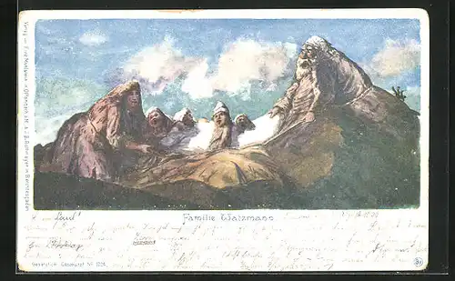AK Berchtesgaden, Familie Watzmann mit Gesichtern, Berggesichter