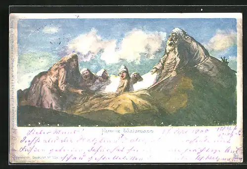 AK Berchtesgaden, Familie Watzmann mit Gesichtern, Berggesichter