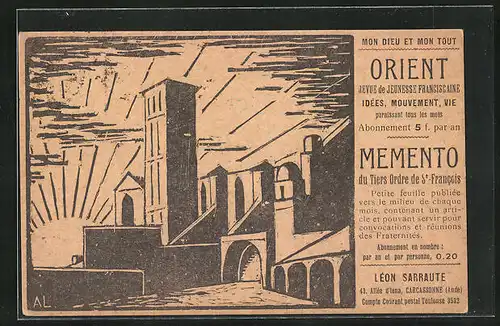 Künstler-AK Zeitungen Orient2 & Memento, Ansicht einer Stadt