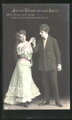 AK Ach, ein Walzer ist mein Leben!, junges Paar beim Tanz