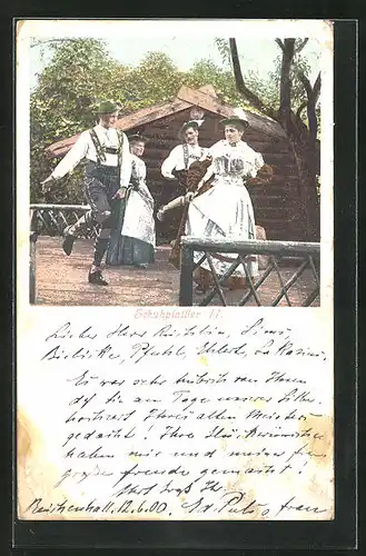 AK Alpenidyll mit Tanzpaaren beim Schuhplattler