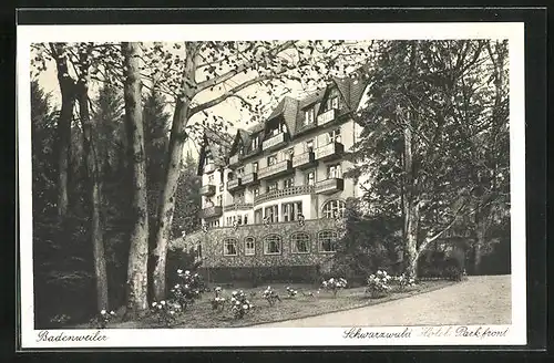 AK Badenweiler, Schwarzwald-Hotel, Parkfront