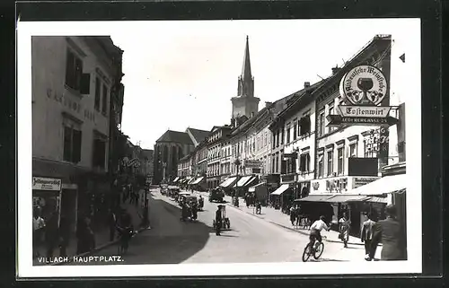 AK Villach, Hauptplatz mit Altdeutscher Weinstube Fostenwirt