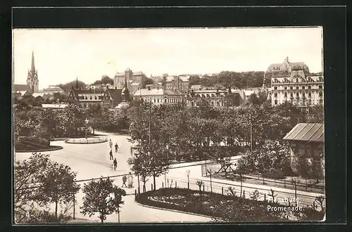 AK Flensburg, Teilansicht mit Promenade