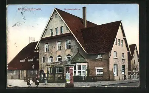 AK Wilhelmshaven, am Seemannsheim, Litfasssäule