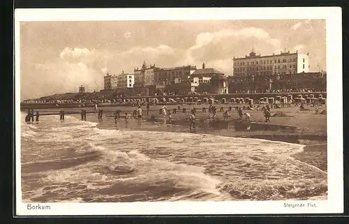 AK Borkum, Strand bei steigender Flut