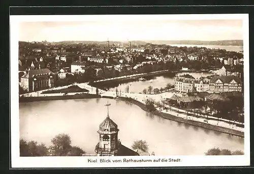 AK Kiel, Blick vom Rathausturm auf die Stadt