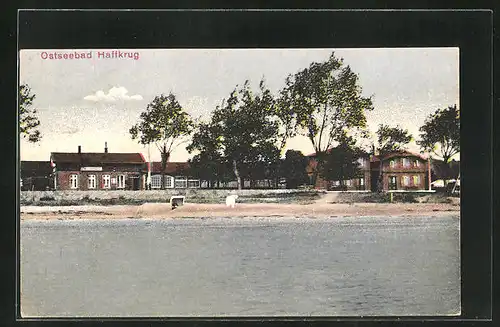 AK Haffkrug / Ostsee, Blick von der See auf den Ort