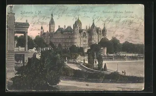 AK Schwerin i. M., Blick zum Grossherzogl. Schloss
