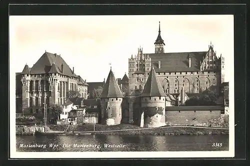 AK Marienburg / Malbork, Marienburg von Westen gesehen