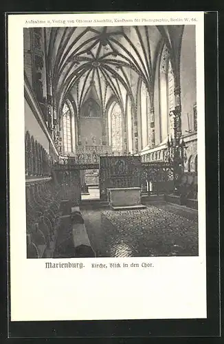 AK Marienburg / Malbork, Hochschloss, Kirche, Blick in den Chor