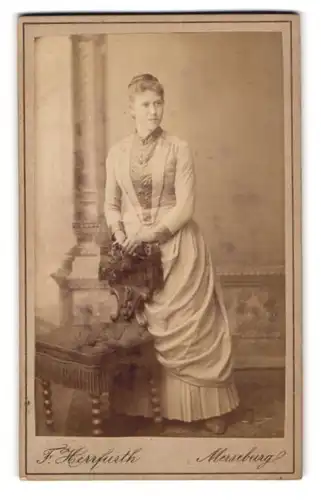 Fotografie F. Herrfurth, Merseburg, Brühl 4, Portrait junge Dame im Kleid