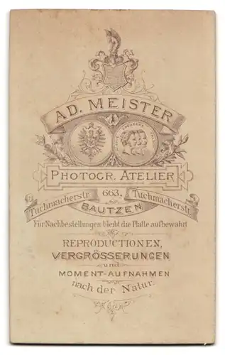 Fotografie Ad. Meister, Bautzen, Tuchmacherstr. 663, Portrait Kinderpaar in hübscher Kleidung