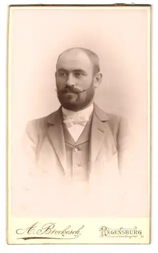 Fotografie A. Brockesch, Regensburg, Portrait eleganter Herr mit Vollbart
