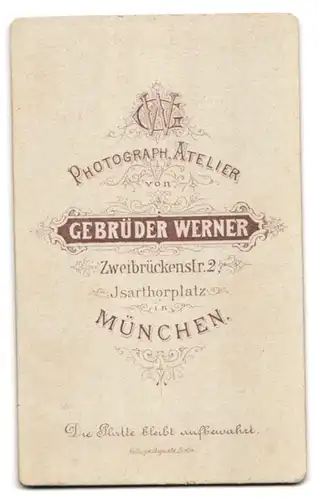 Fotografie Gebrüder Werner, München, Zweibrückenstr. 2, Portrait junge Dame mit hochgestecktem Haar