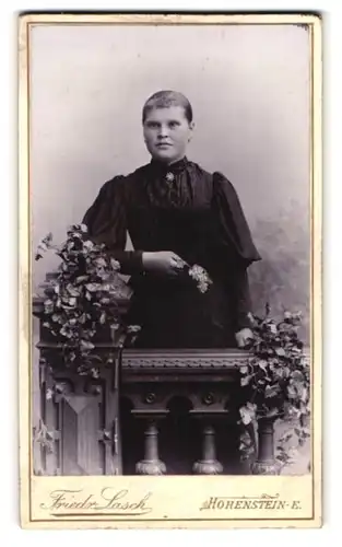 Fotografie Friedr. Lasch, Hohenstein-E., Lungwitzer-Str. 16, Portrait junge Dame im Kleid