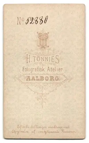 Fotografie H. Tönnies, Aalborg, Portrait junge Dame im Kleid mit Amulett und Buch