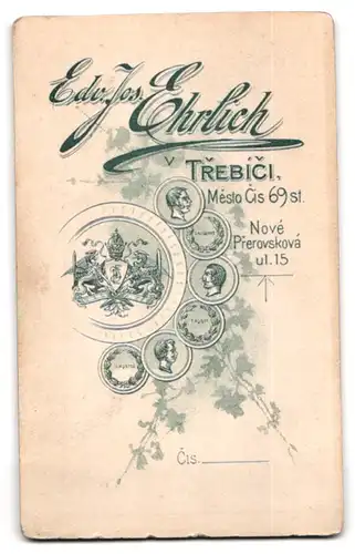 Fotografie E. J. Ehrlich, Trebici, Mesto Cis 69 st., Junge hübsche Frau mit Bluse und Rock