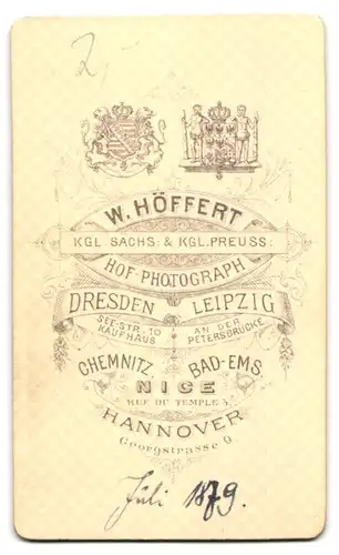 Fotografie W. Höffert, Hannover, Georgstrasse 9, Bürgerlicher Mann mit Vollbart und Brille, 1879