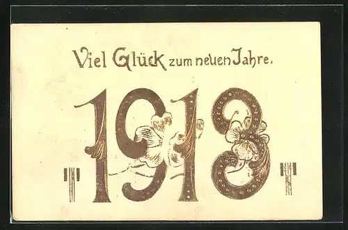 Präge-AK Neujahrsgruss, Jahreszahl 1913