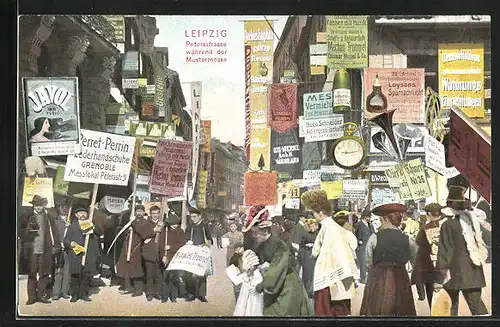 AK Leipziger Messe, Petersstrasse während der Mustermesse