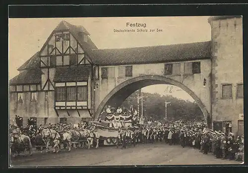 AK Hamburg, 16. Deutsches Bundesschiessen 1909, Festzug, Deutschlands Schutz zur See