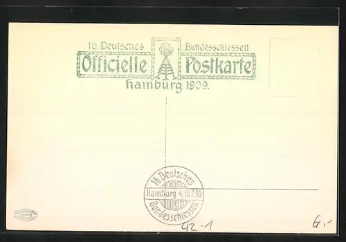 AK Hamburg, 16. Deutsches Bundesschiessen 1909, Festzug, Deutschlands Schutz zur See